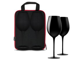 Czarne kieliszki do wina w eleganckim etui