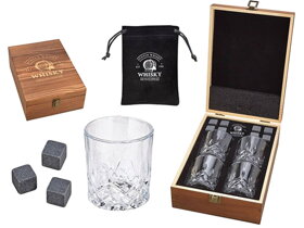 Duży zestaw do whisky w drewnianym pudełku