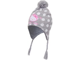 Szara czapka z pomponem Hello Kitty - rozmiar 48