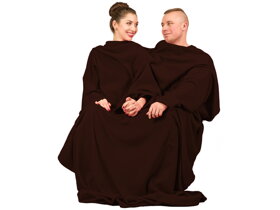 Brązowy ciepły koc z rękawami dla pary