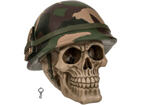 Skarbonka czaszka z hełmem wojskowym