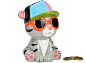 Ceramiczna skarbonka kot z czapką