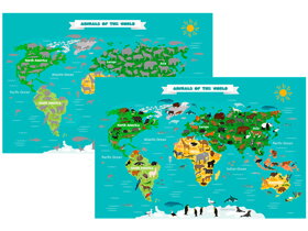 Mapa zdrapka świata ze zwierzętami