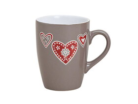 Brązowy ceramiczny kubek Serca