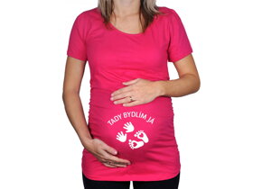 Różowa koszulka ciążowa Mieszkam tutaj CZ