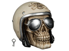 Skarbonka czaszka z kaskiem motocyklowym