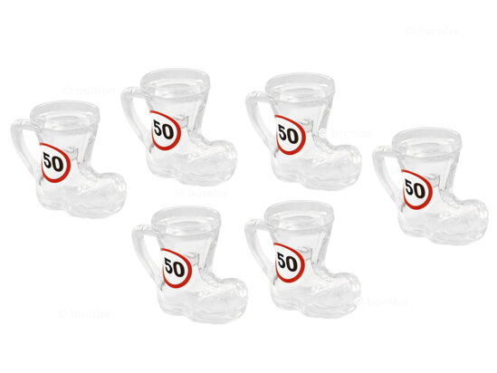 Szklane kieliszki w kształcie butów dla 50-latków