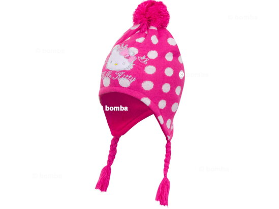 Cyklamenowa czapka z pomponem Hello Kitty - 50