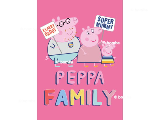 Różowy kocyk dziecięcy Peppa Pig Family