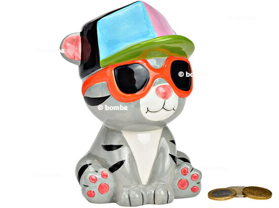 Ceramiczna skarbonka kot z czapką
