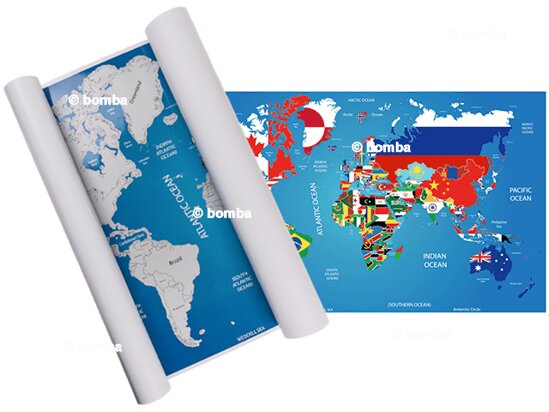 Mapa zdrapka świata z flagami narodowymi