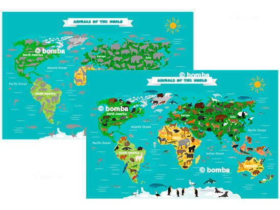 Mapa zdrapka świata ze zwierzętami