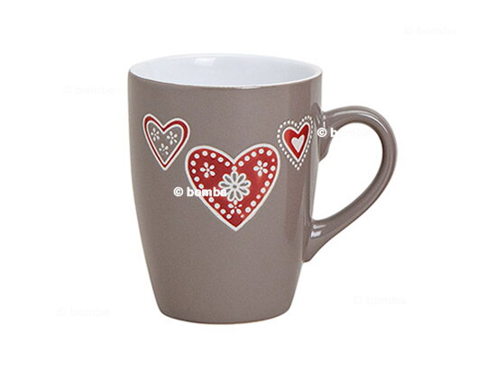 Brązowy ceramiczny kubek Serca