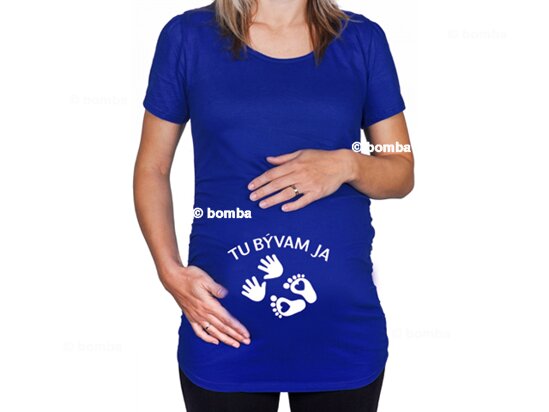 Niebieska koszulka ciążowa Mieszkam tutaj SK