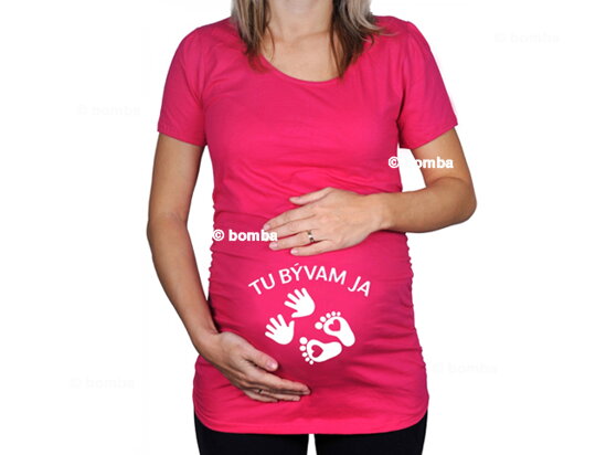 Różowa koszulka ciążowa Mieszkam tutaj SK