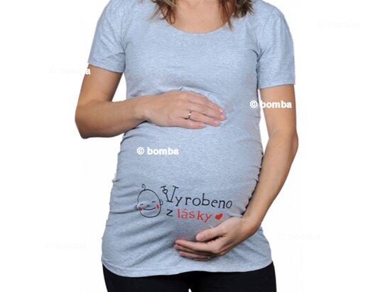 Szara koszulka ciążowa Zrobione z miłości CZ