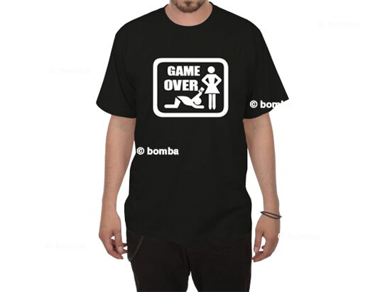 Czarna koszulka ślubna Game Over - rozmiar XL