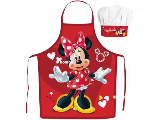Fartuch dziecięcy z czapką Minnie Mouse Red Hearts