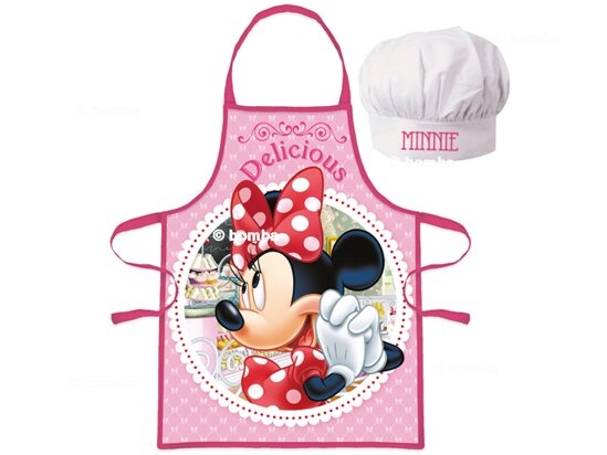 Dziewczęcy fartuch z czapką kucharską Minnie Mouse