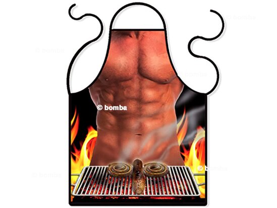 Fartuch Seksowny mężczyzna przy grillu