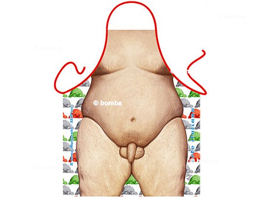 Fartuch Gruby nagi mężczyzna